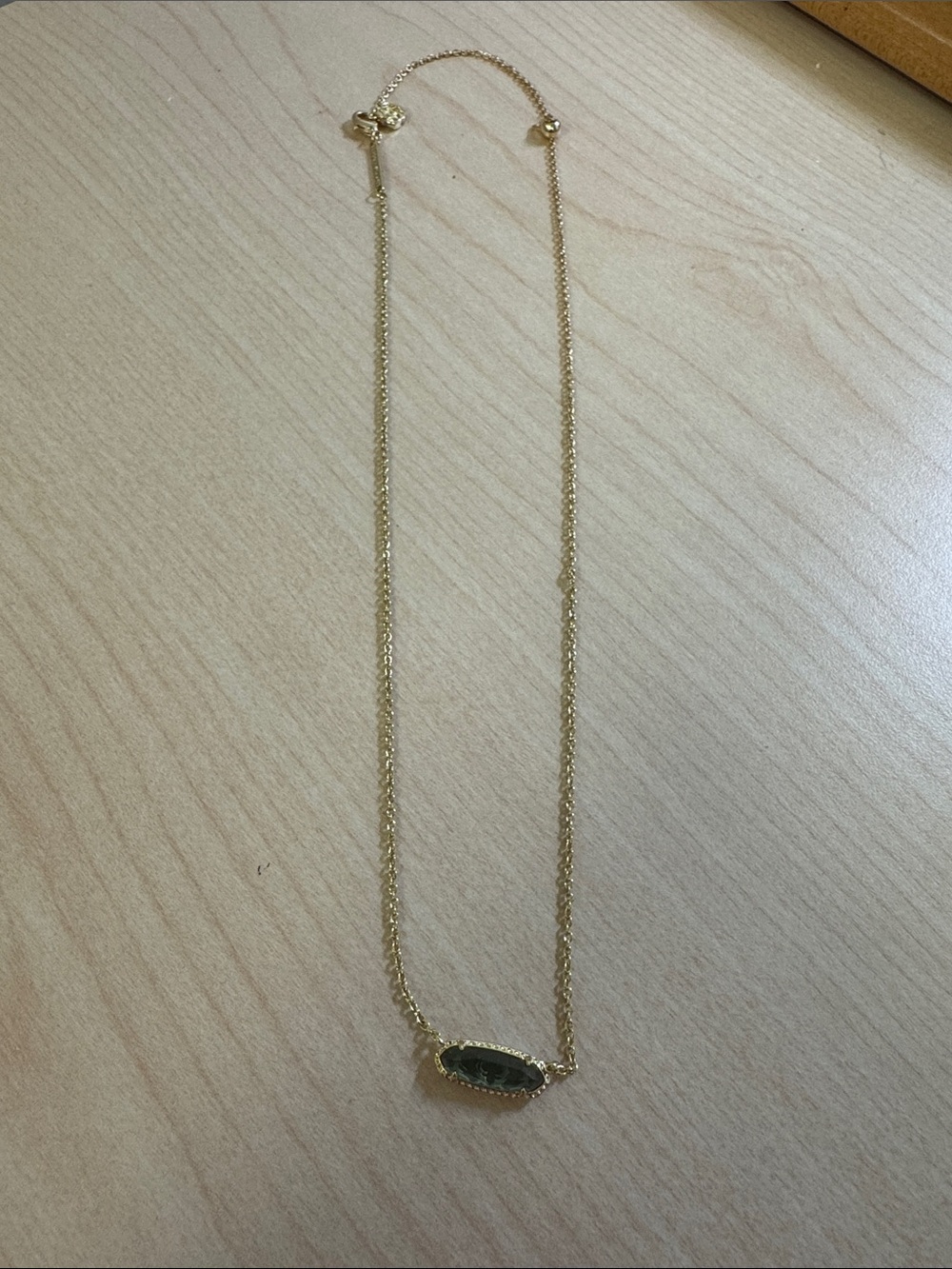 Kendra Scott Gold Necklace with Dark Green Stone